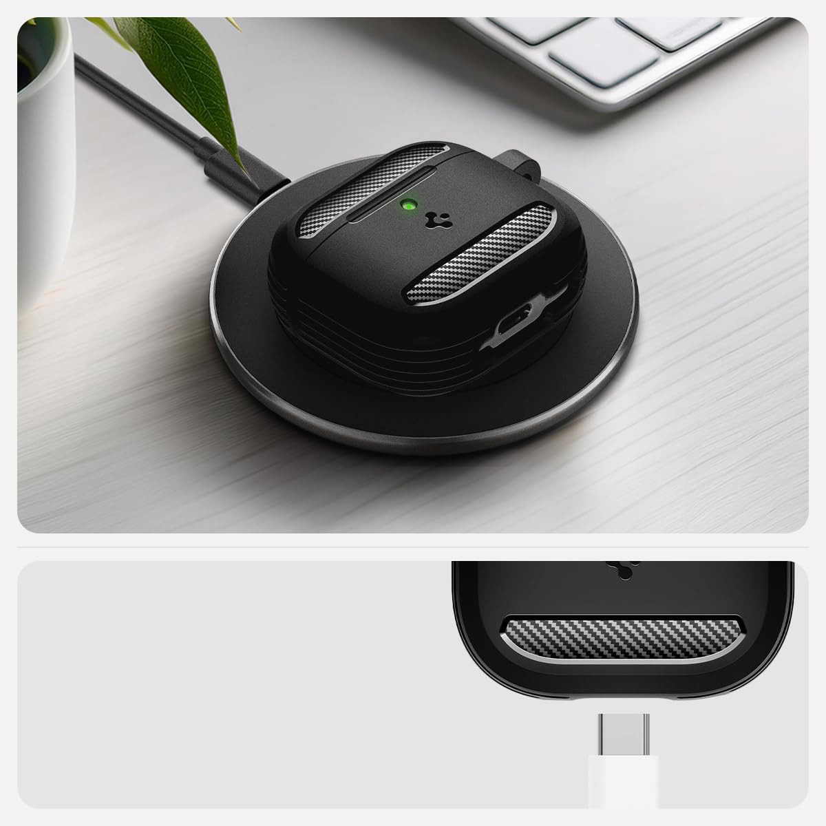 Etui Spigen Rugged Armor do Apple AirPods 4, czarne